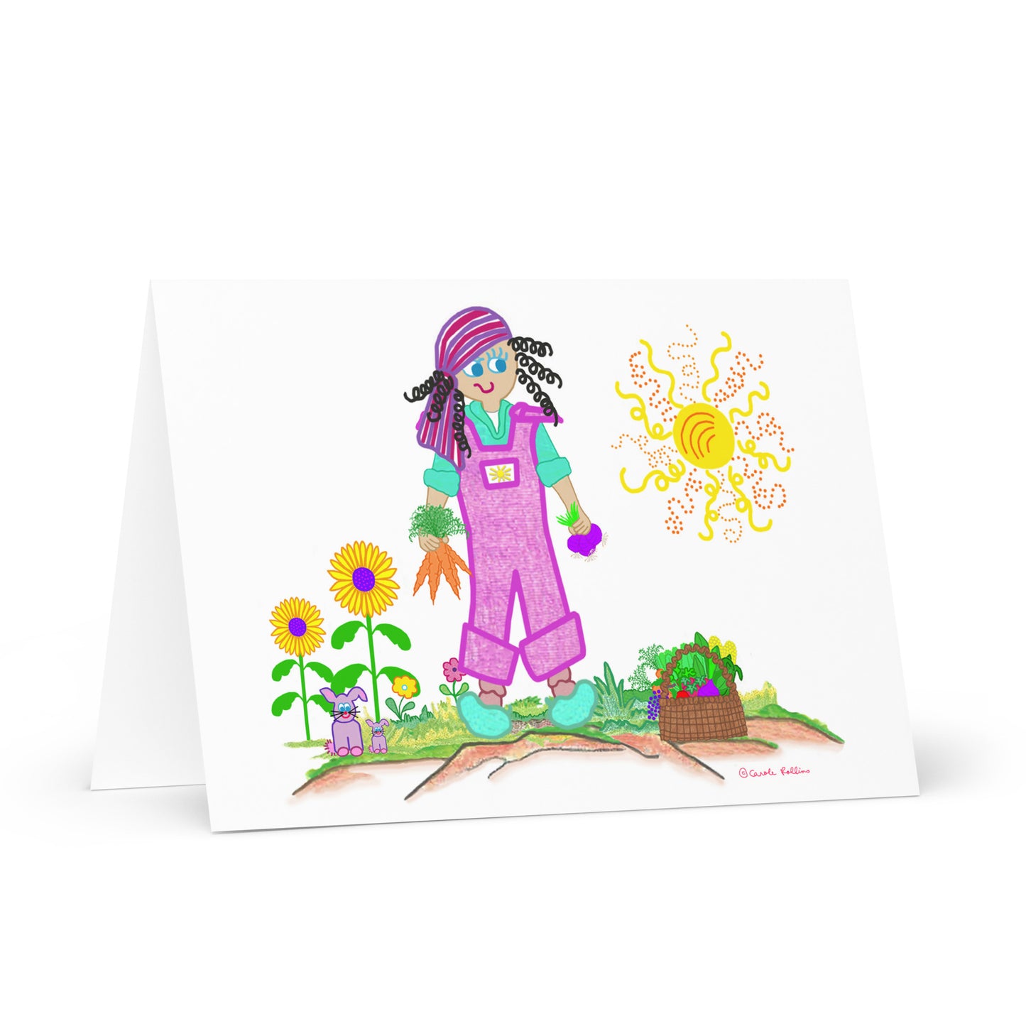 "Picking Vegetables" - Greeting card and envelope 5.83" x 8.27"