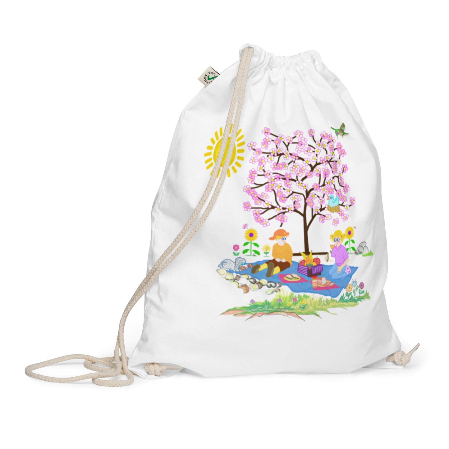 "Picnic" - Organic cotton drawstring bag