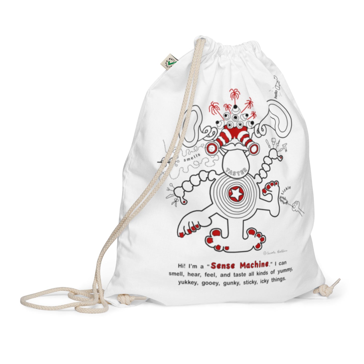 "Sense Machine" - Organic cotton drawstring bag